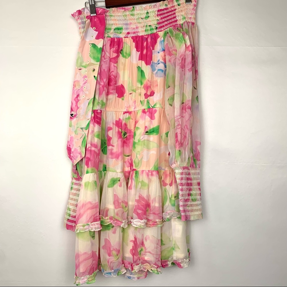 NWT Rococo Sand Alora Mini Off Shoulder Dress Floral Multi Pink Small - Picture 7 of 12